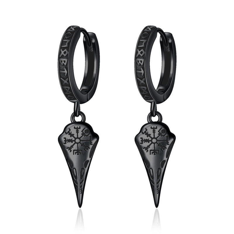 Sterling Silver Viking Raven Stud Dangle Earrings