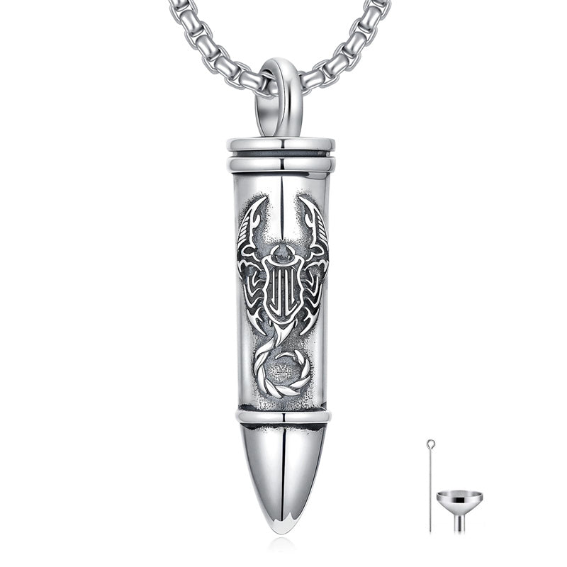 Sterling Silver Phoenix Skull  Scorpion Wolf Bullet Urn Necklace for Ashes