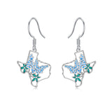 Sterling Silver Texas State Map Flag Dangle Earrings