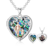 Sterling Silver Personalized Photo Abalone Shell Turquoise Malachite Father Daughter Pendant Necklace