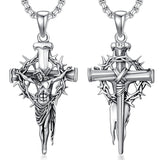 Sterling Silver Nail Cross Pendant Necklace for Men