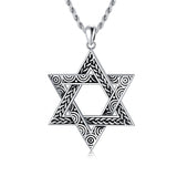 Sterling Silver Star of David Pendant Necklace for Men