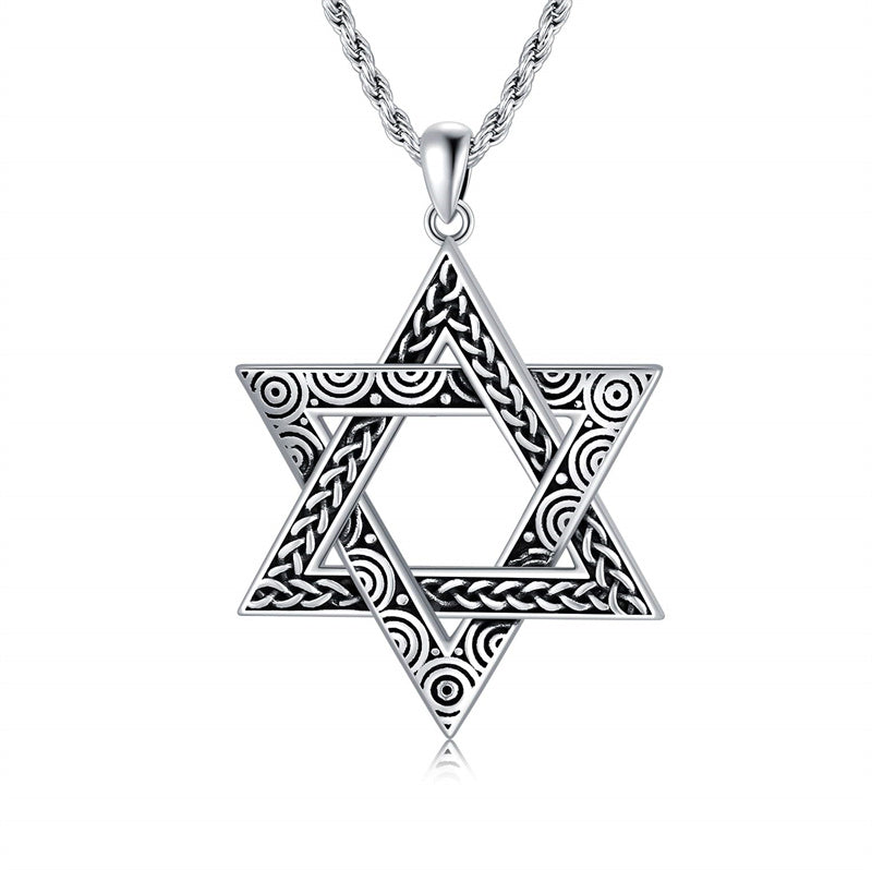 Sterling Silver Star of David Pendant Necklace for Men