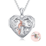 Sterling Silver Personalized Photo Abalone Shell Turquoise Malachite Father Daughter Pendant Necklace