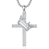Sterling Silver Cross Christian Pendant Necklace for Men