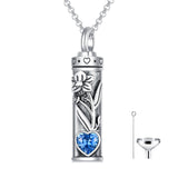 Sterling Silver 12 Birthstone Birth Flower  Urn Necklace for Ashes