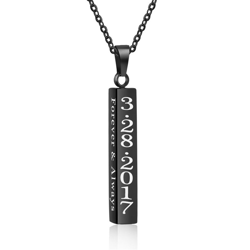 Stainless Steel Personalized Engraved Vertical Bar Necklace