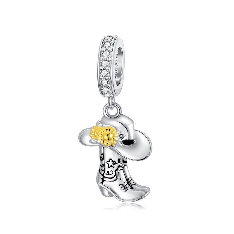 Sterling Silver Cow Boot Charm Beads