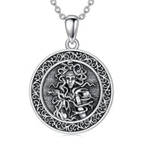 Sterling Silver Aztec Lion Cross Pendant Necklace