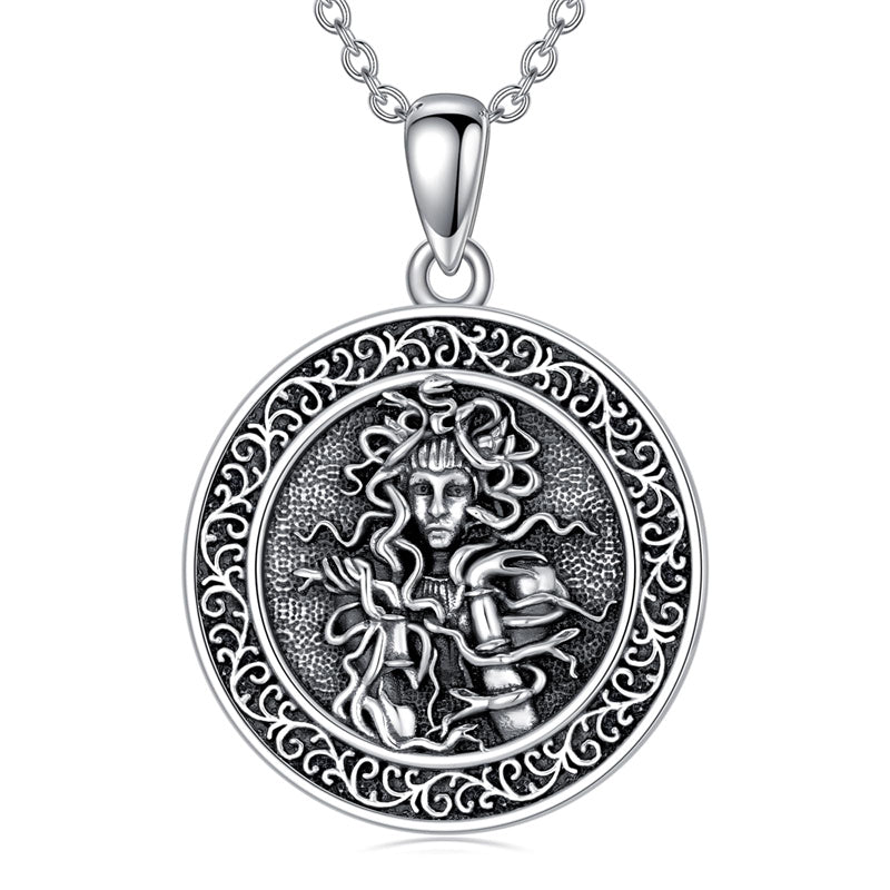 Sterling Silver Aztec Lion Cross Pendant Necklace