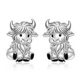 Sterling Silver Highland Cow Studs Earrings