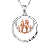 Sterling Silver Family Pendant Necklace Engraved with Love You