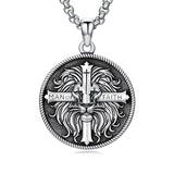 Sterling Silver Faith Bible Lion Pendant Necklace for Men