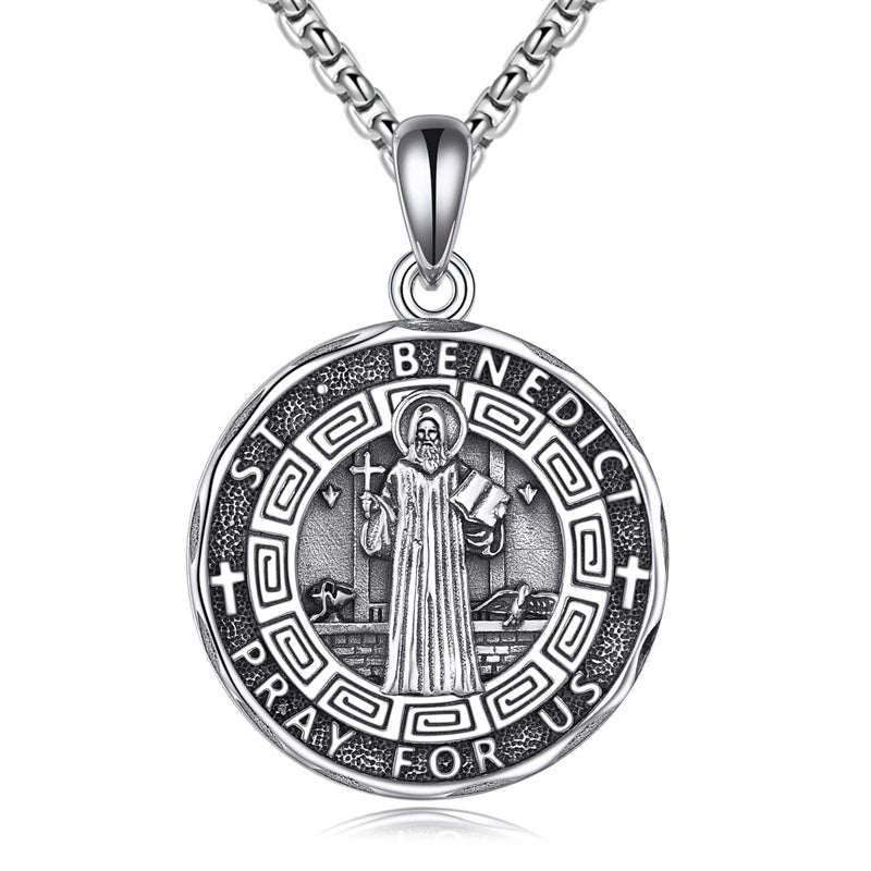Sterling Silver Saint Gabriel,Saint Jude,Saint Benedict,Saint Patrick ,Saint Peregrine Pendant Necklace