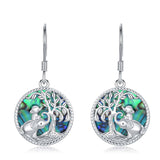 Sterling Silver Abalone Shell Two Elephant Dangle Earrings