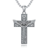 Sterling Silver Cross Christian Pendant Necklace for Men