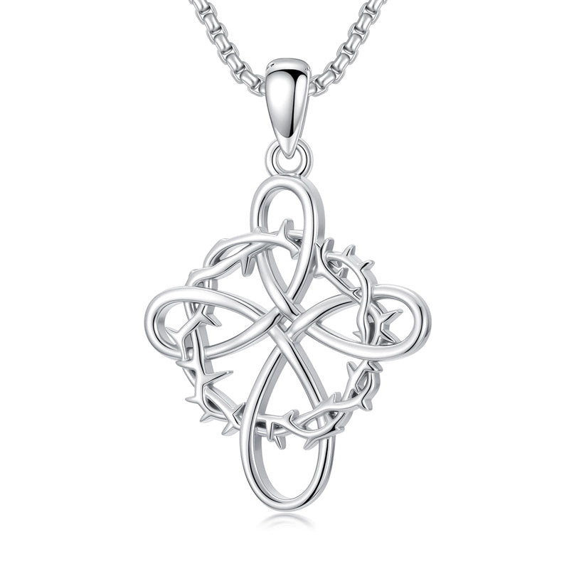 Sterling Silver Nial Cross David Pendant Necklace