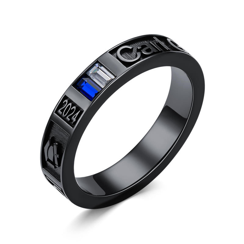 Sterling Sliver Personalied Engraved Birthstone Graduation High School Rings