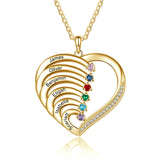 10K 14K 18K Solid Gold Personalized Engraved &Birthstone Pendant Necklace