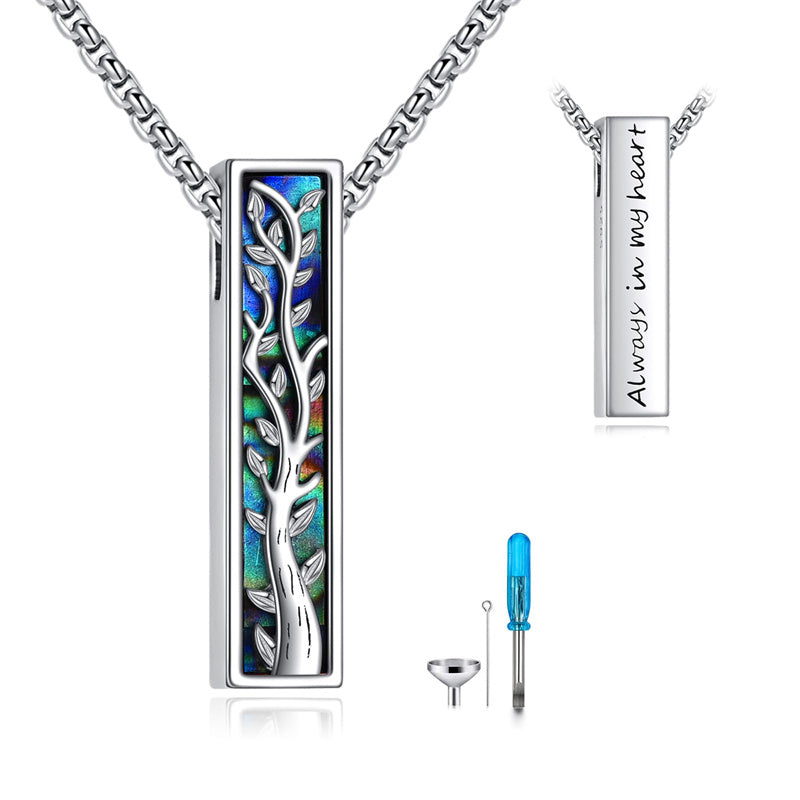 Sterling Silver Abalone Shell Butterfly Dragonfly Moon Phase Mountains Sunflower Tree of Life Urn Necklaces for Ashes