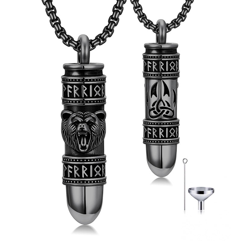 Sterling Silver Bear Lion Eagle Compass Tree of Life Bullet Urn Necklaces for Ashes