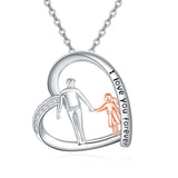 Sterling Silver Heart Father Daughter Pendant Necklace for Daughter