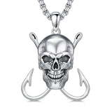 Sterling Silver Antler Fish Hook Pendant Necklace for Men