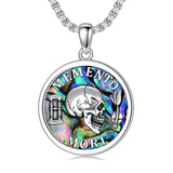 Sterling Silver Memento Mori Skull Pendant Necklace