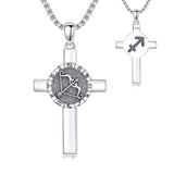 Sterling Silver 12 Constellation Cross Pendant Necklace