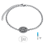 Sterling Silver 12-Month Birth Flower Urn Bracelet for Ashes