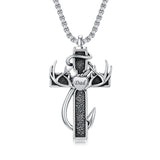 Sterling Silver Deer Antler Fish Hook & Cross Urn Necklace for Ashes
