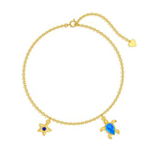 14K Gold Sea Turtle Single Layer Anklet