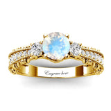 Sterling Silver 10K 14K 18K Personalized Engraved 1 Carat  Round Birthstone Engagement Ring