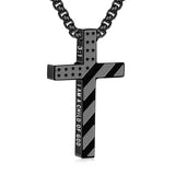 Stainless Steel Bible Verse Religious Cross Necklace for Men
