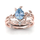 Sterling Silver 10K 14K 18K Gold 1ct Pear Shaped Gemstone Gemstone Engagement Ring Wedding Ring Sets