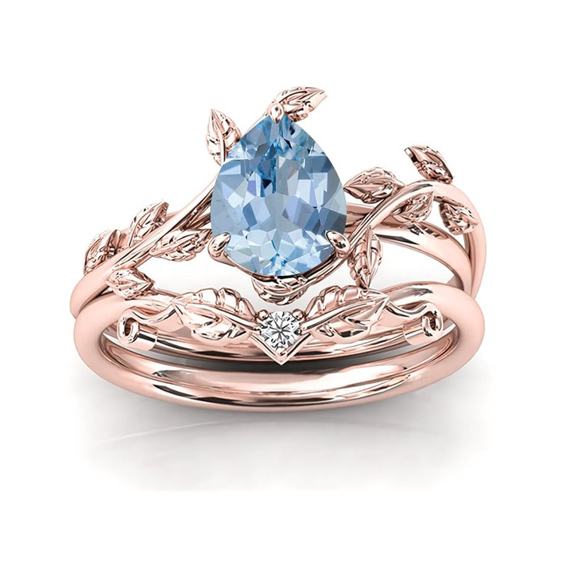 Sterling Silver 10K 14K 18K Gold 1ct Pear Shaped Gemstone Gemstone Engagement Ring Wedding Ring Sets