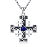 Sterling Silver Jerusalem Cross Pendant Necklace for Men