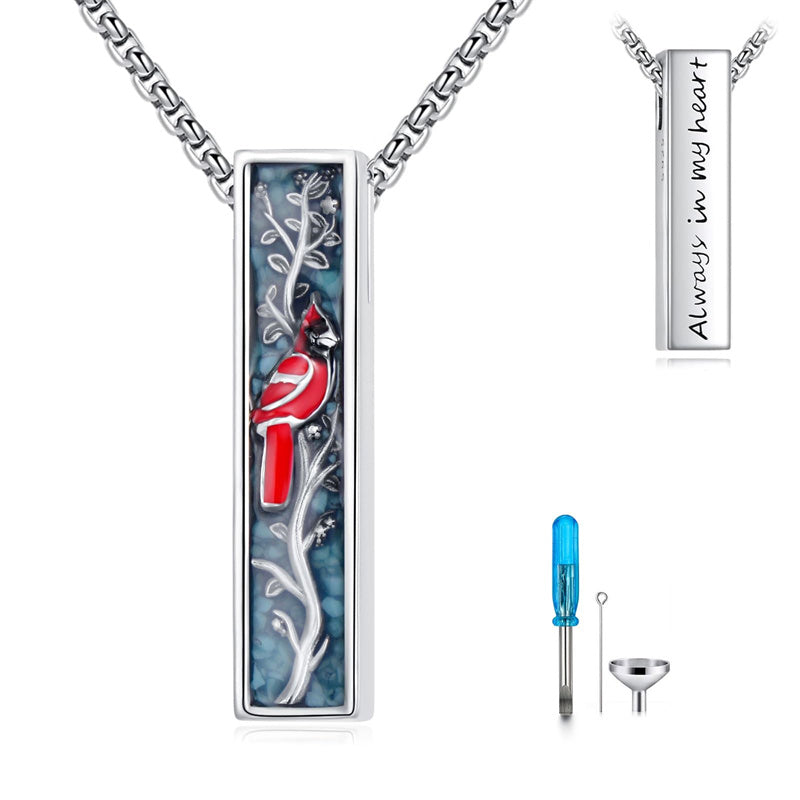 Sterling Silver 3D Bar Turquoise Tree of Life Urn Necklace for Ashes