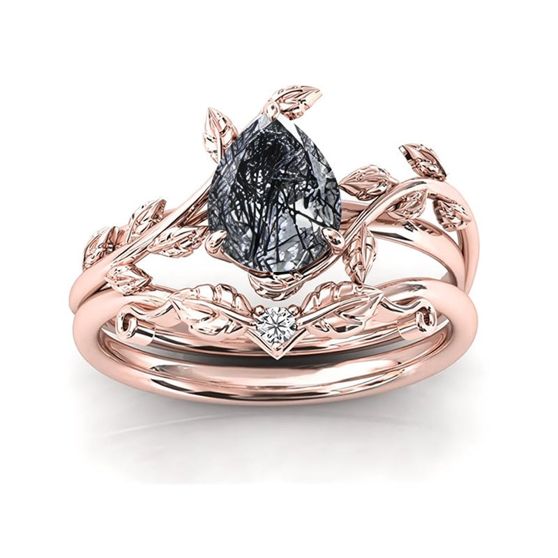 Sterling Silver 10K 14K 18K Gold 1ct Pear Shaped Gemstone Gemstone Engagement Ring Wedding Ring Sets