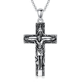 Sterling Silver Aztec Lion Cross Pendant Necklace