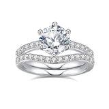 Sterling Silver Moissanite Wedding Ring Set for Women