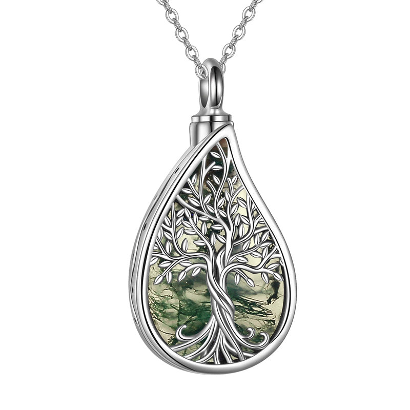 Sterling Silver Tree of Life Urn Necklaces Abalone Opal Shell Cremation Jewelry for Ashes