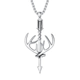 Sterling Silver Cross Deer Antler Fish Hook Hunting Pendant Necklace for Men