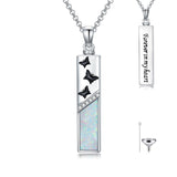 Sterling Silver  Opal Personalized Engraved Bar Pet  Butterfly Dragonfly Tree of Life  Urn Necklace for Ashes
