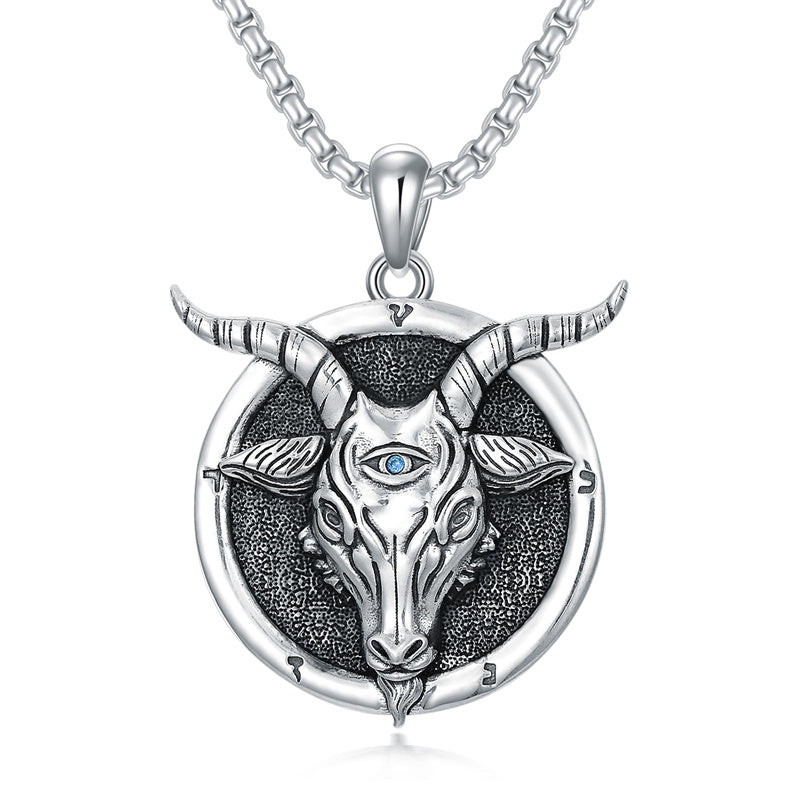 Sterling Silver Lion Tiger Satanic Goat Owl Scorpion Eagles Deer Pendant Necklace for Men