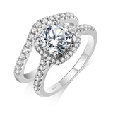 Sterling Silver Moissanite Wedding Ring Set for Women