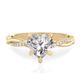 Sterling Silver Heart Shaped Moissanite Engagement Wedding Ring