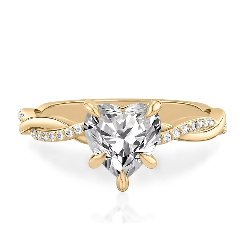 Sterling Silver Heart Shaped Moissanite Engagement Wedding Ring