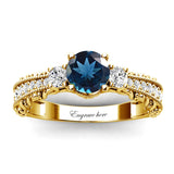 Sterling Silver 10K 14K 18K Personalized Engraved 1 Carat  Round Birthstone Engagement Ring