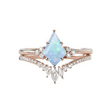 Sterling Silver 10K 14K 18K Gold Kite Cut Gemstone Wedding Ring Set